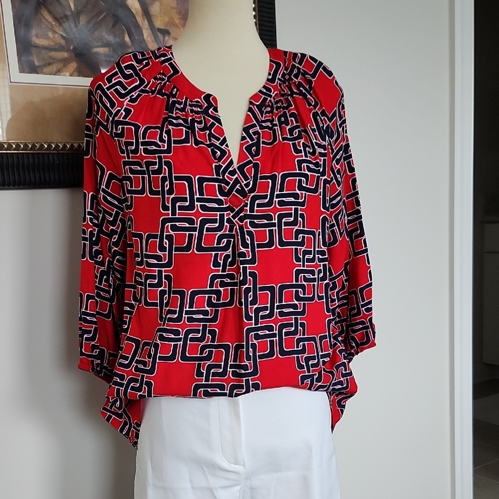 Geometric Red Blouse